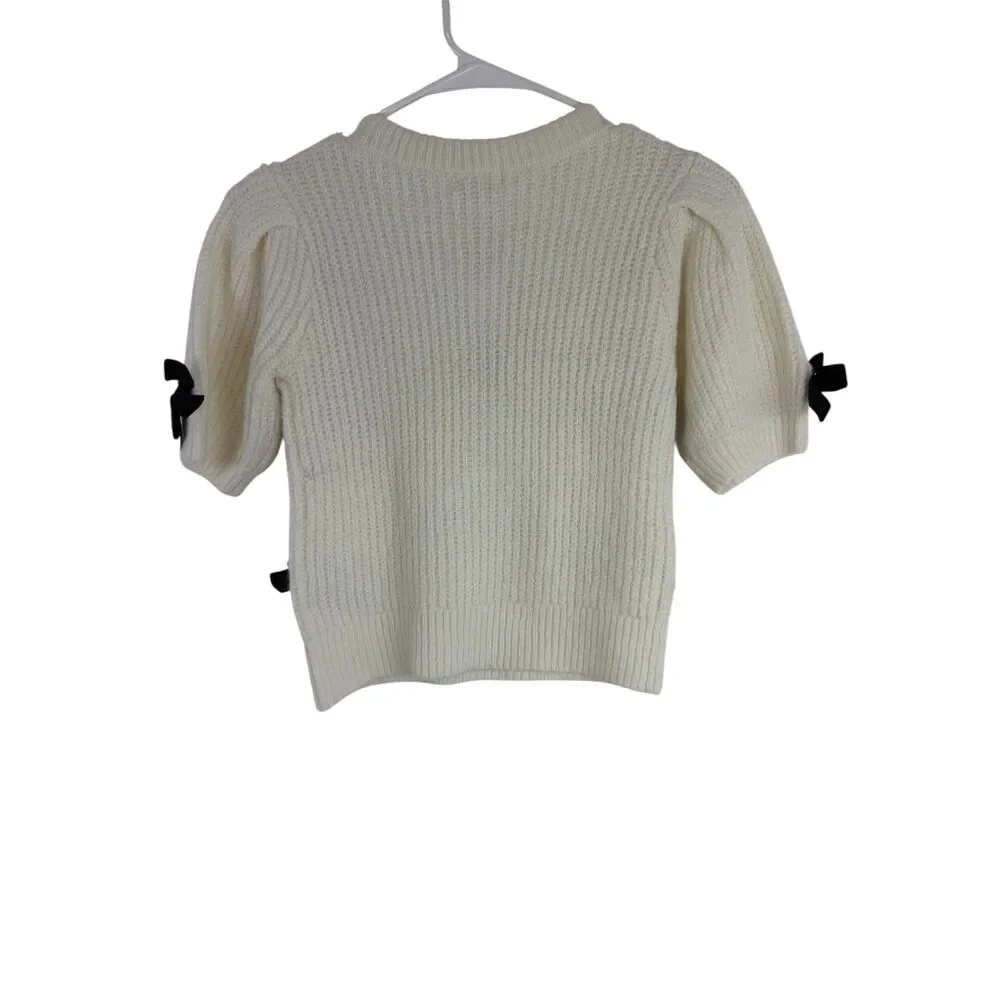 GB Girls Cream Short Sleeve Knit Sweater Size Medium NWT